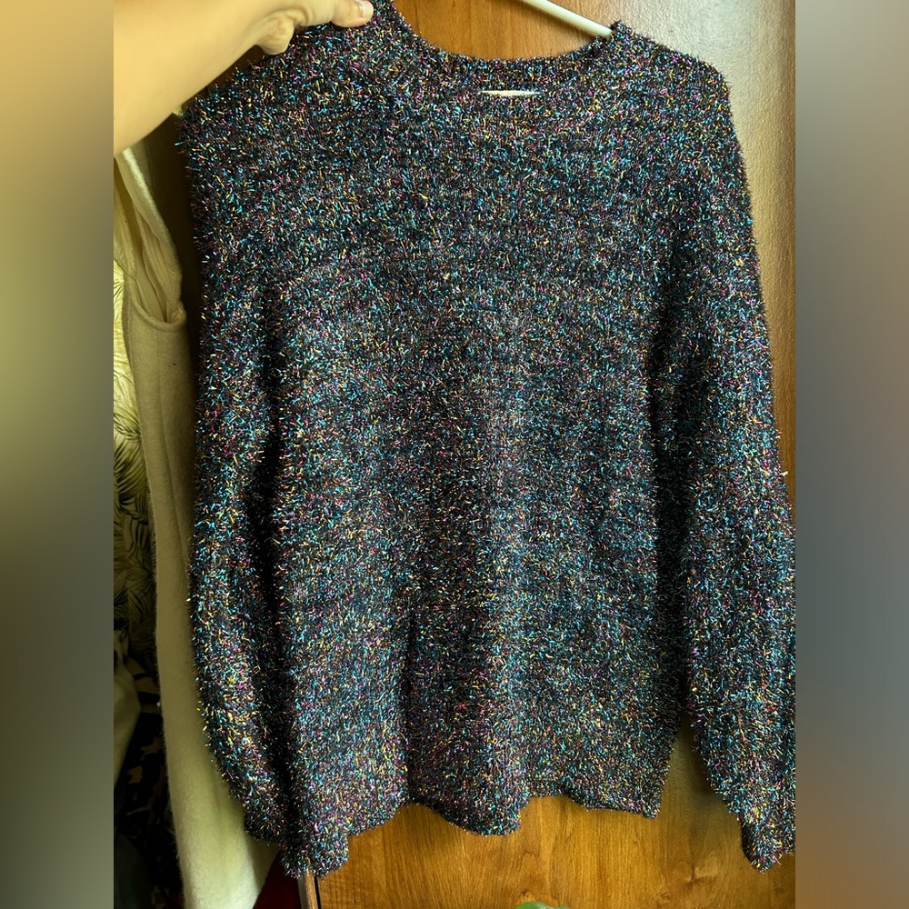 Molly Green sparkly balloon sleeve sweater